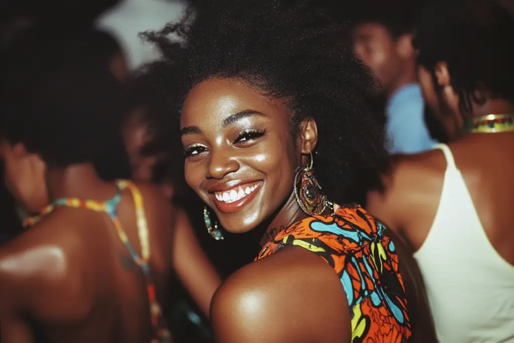 Woman smiling at dance party