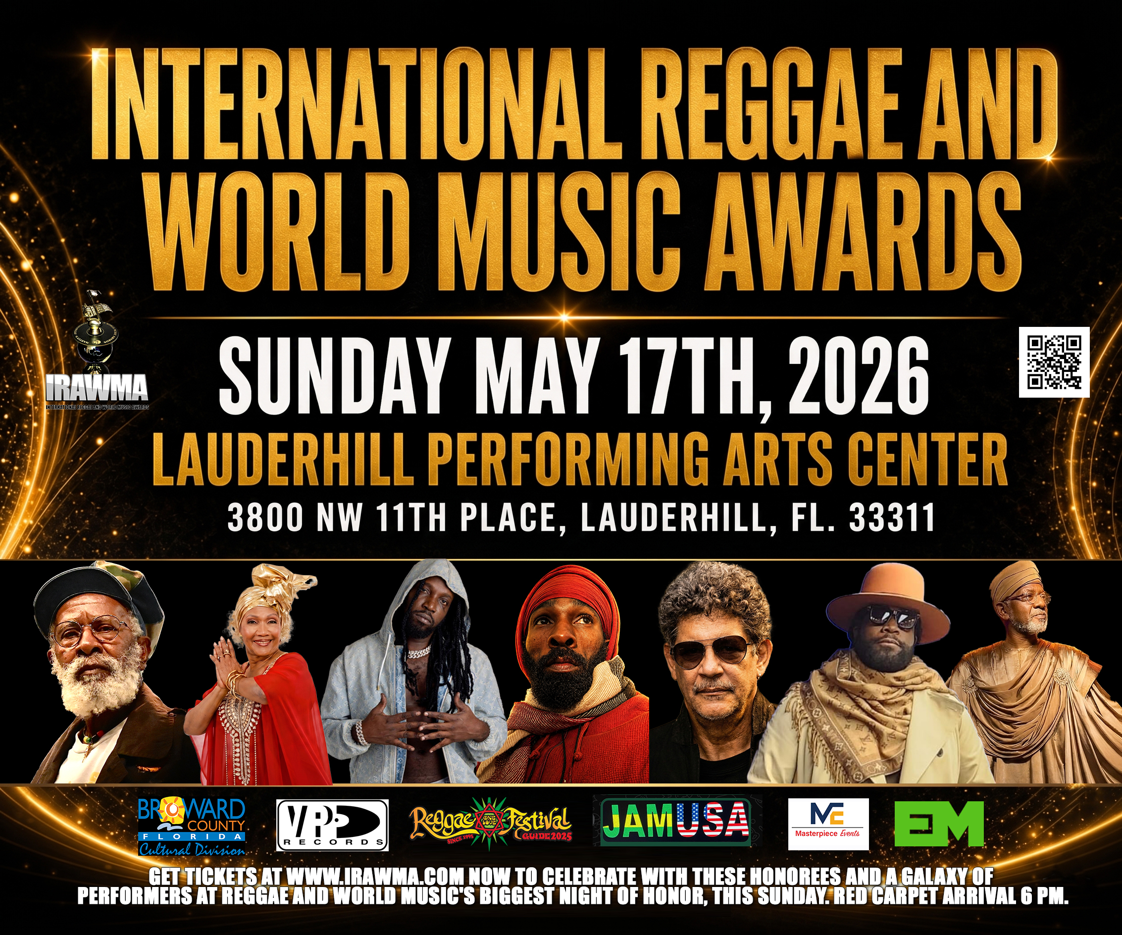 Reggae & World Music’s Biggest Night Returns This Sunday — The 43rd IRAWMA Takes Over Lauderhill with Vybz Kartel Leading Nominations, DJ Khaled Among Presenters, and Major Honors for Burning Spear, Marcia Griffiths, Mavado & More